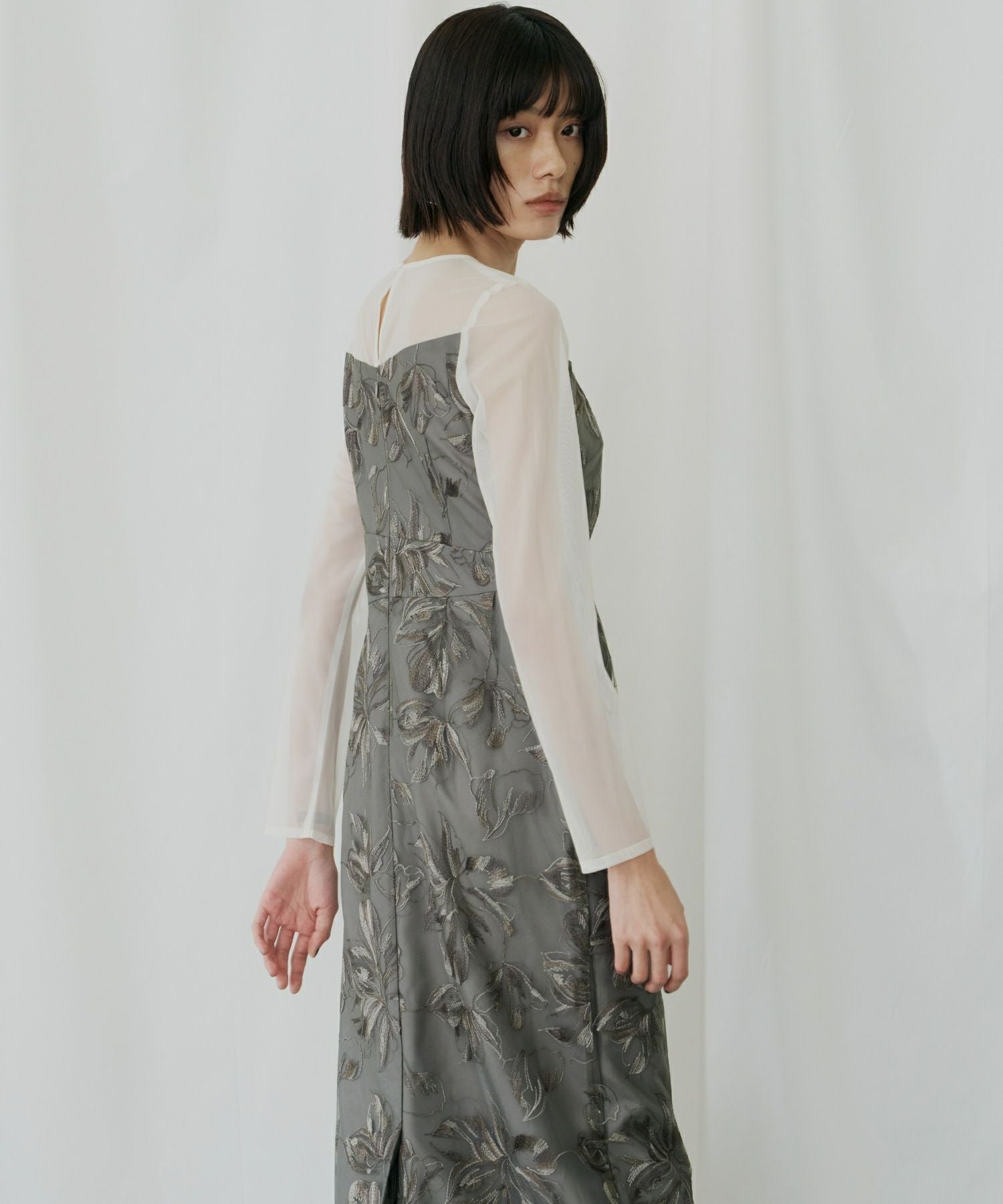 pleated front flower dress | ANDRESD