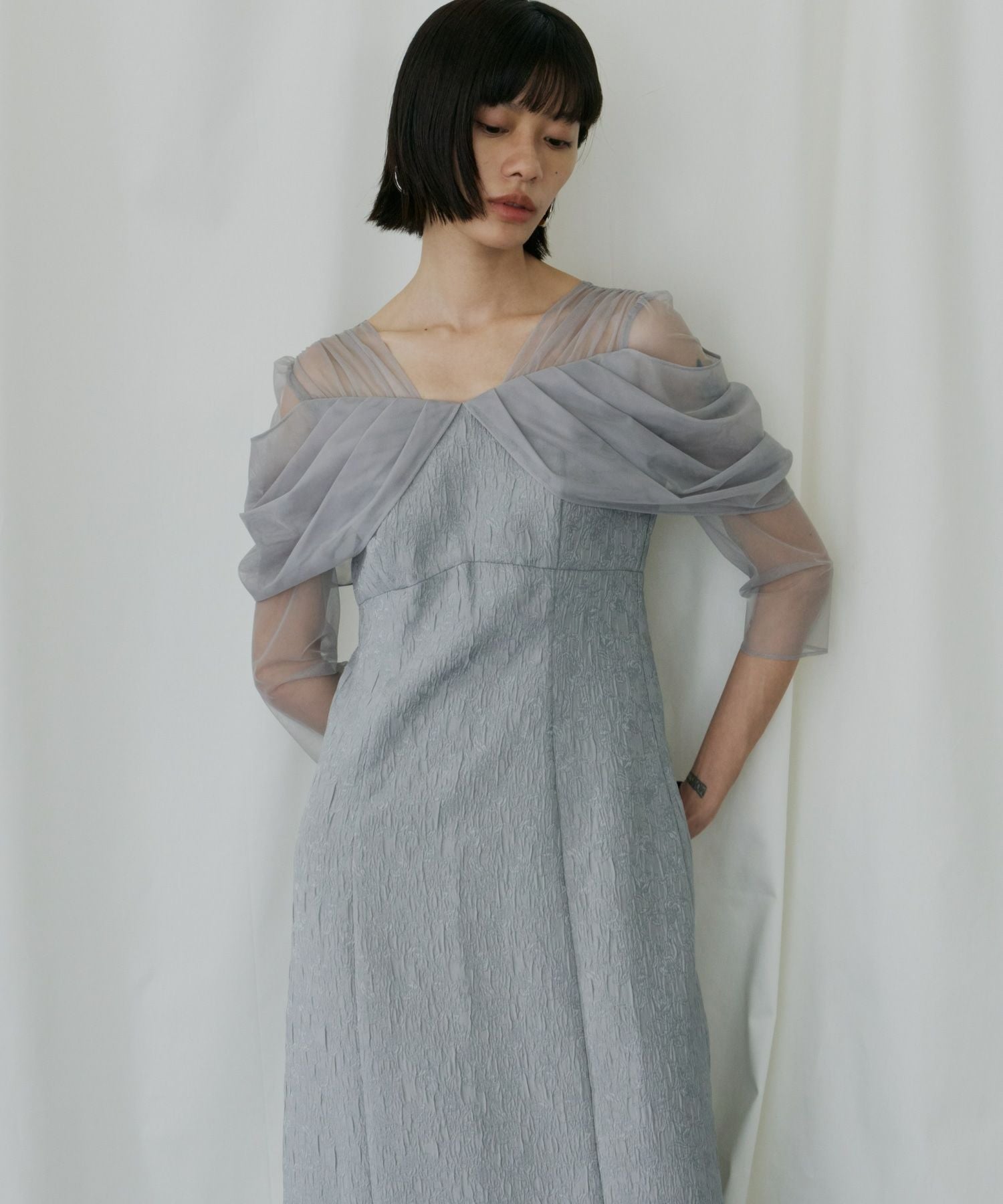 tulle drape jacquard dress | ANDRESD