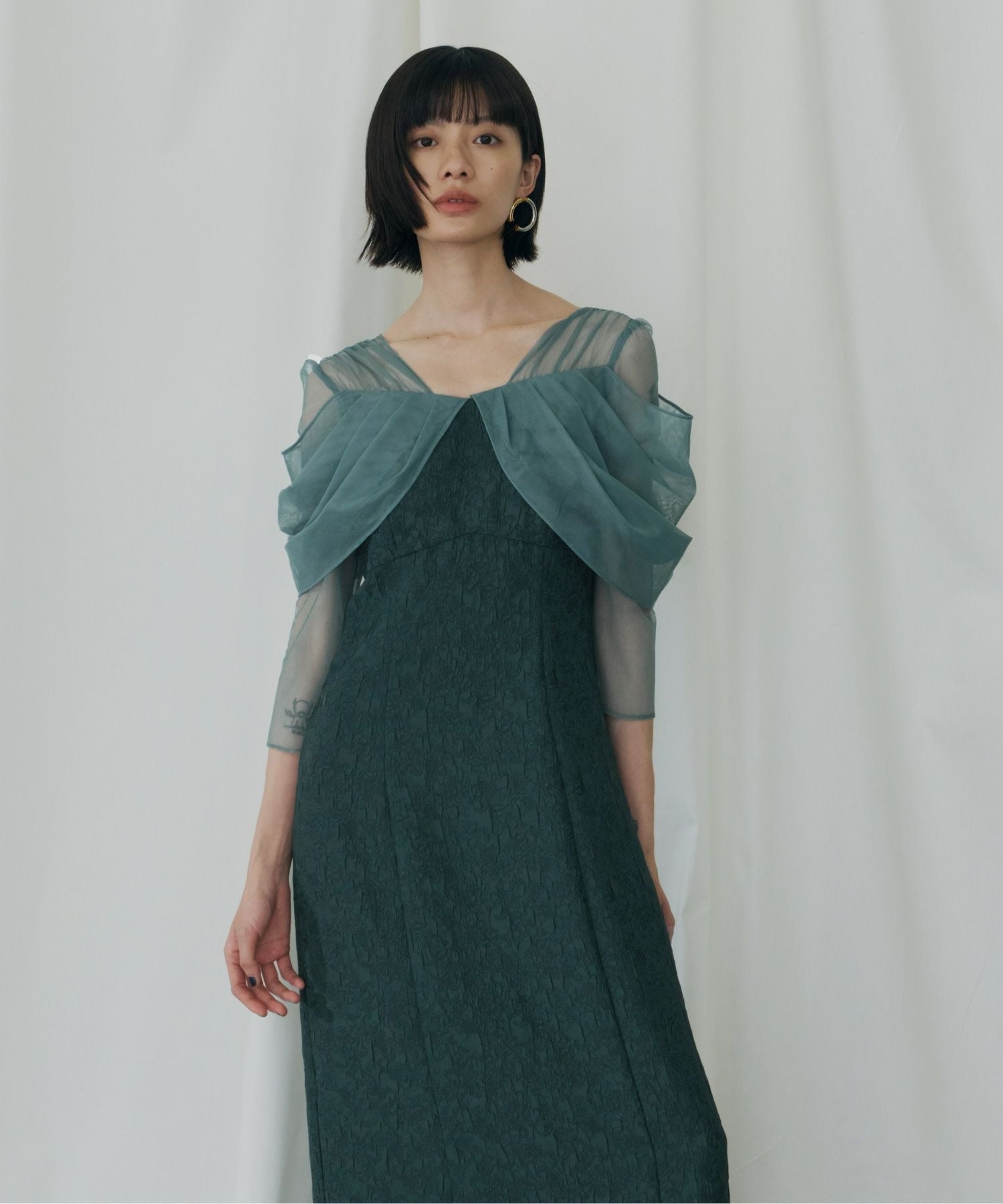 tulle drape jacquard dress | ANDRESD
