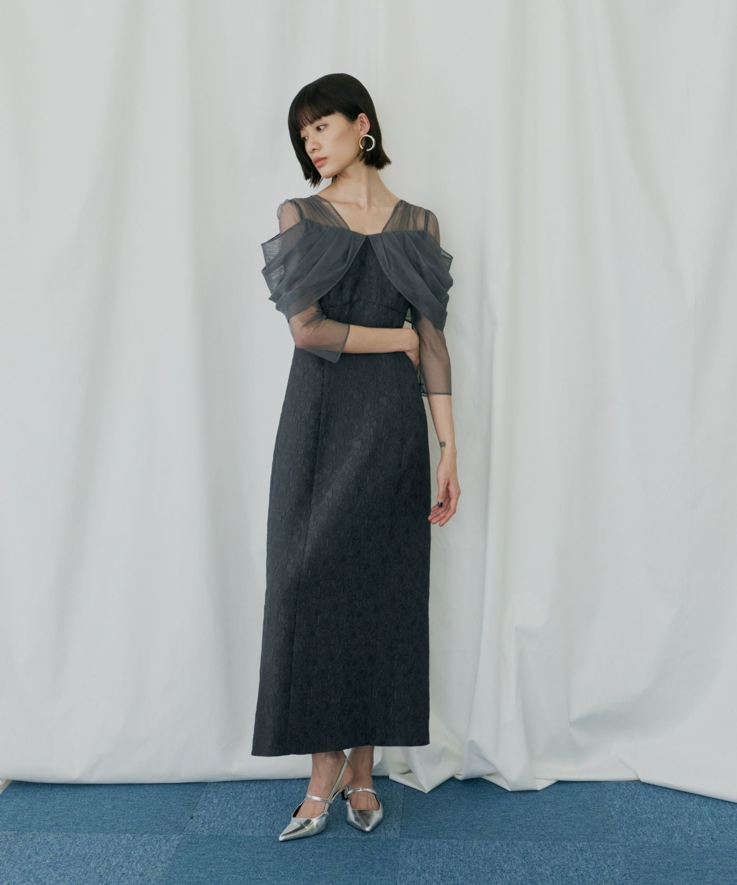 tulle drape jacquard dress | ANDRESD