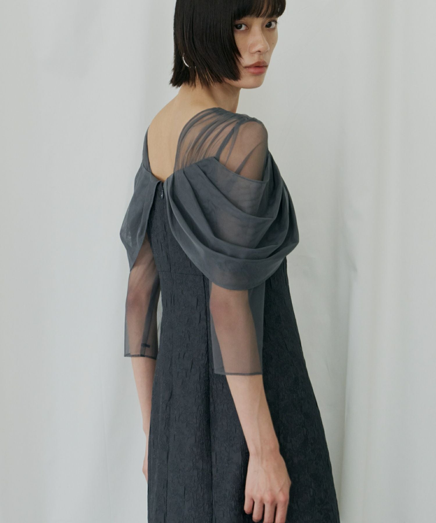 tulle drape jacquard dress | ANDRESD