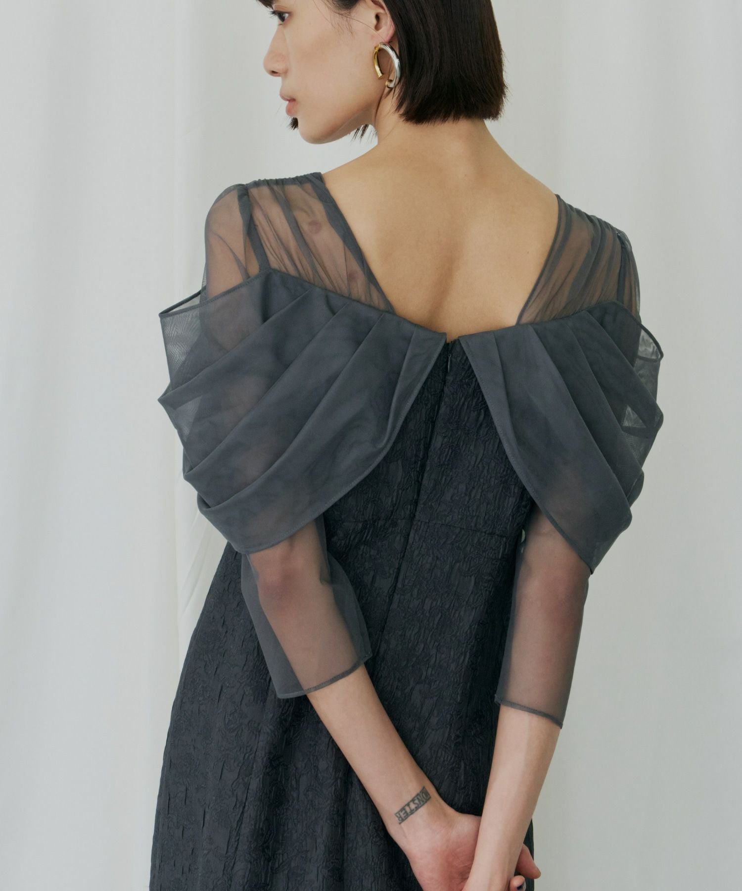 tulle drape jacquard dress | ANDRESD