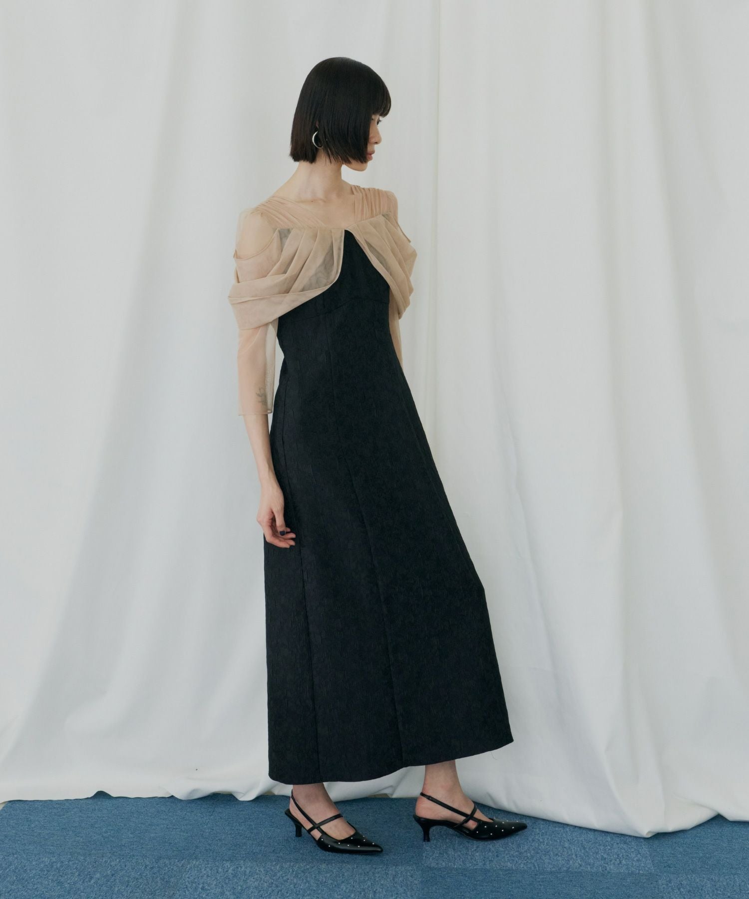 tulle drape jacquard dress | ANDRESD