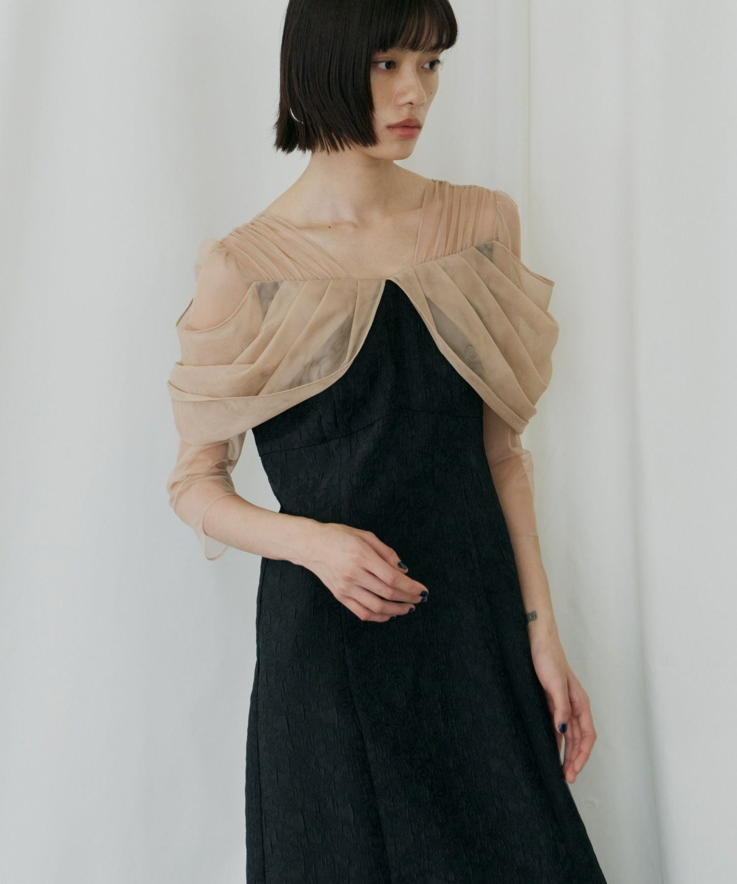 tulle drape jacquard dress | ANDRESD
