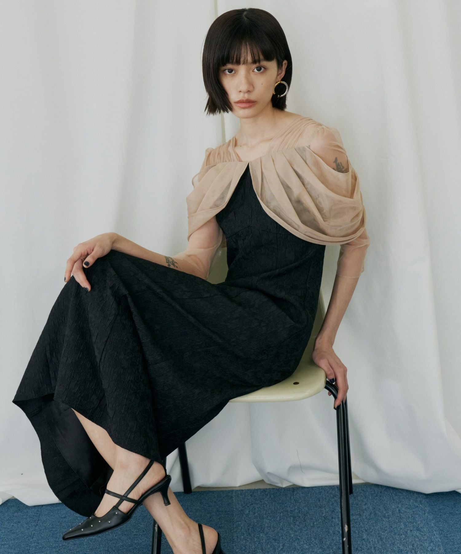 tulle drape jacquard dress | ANDRESD