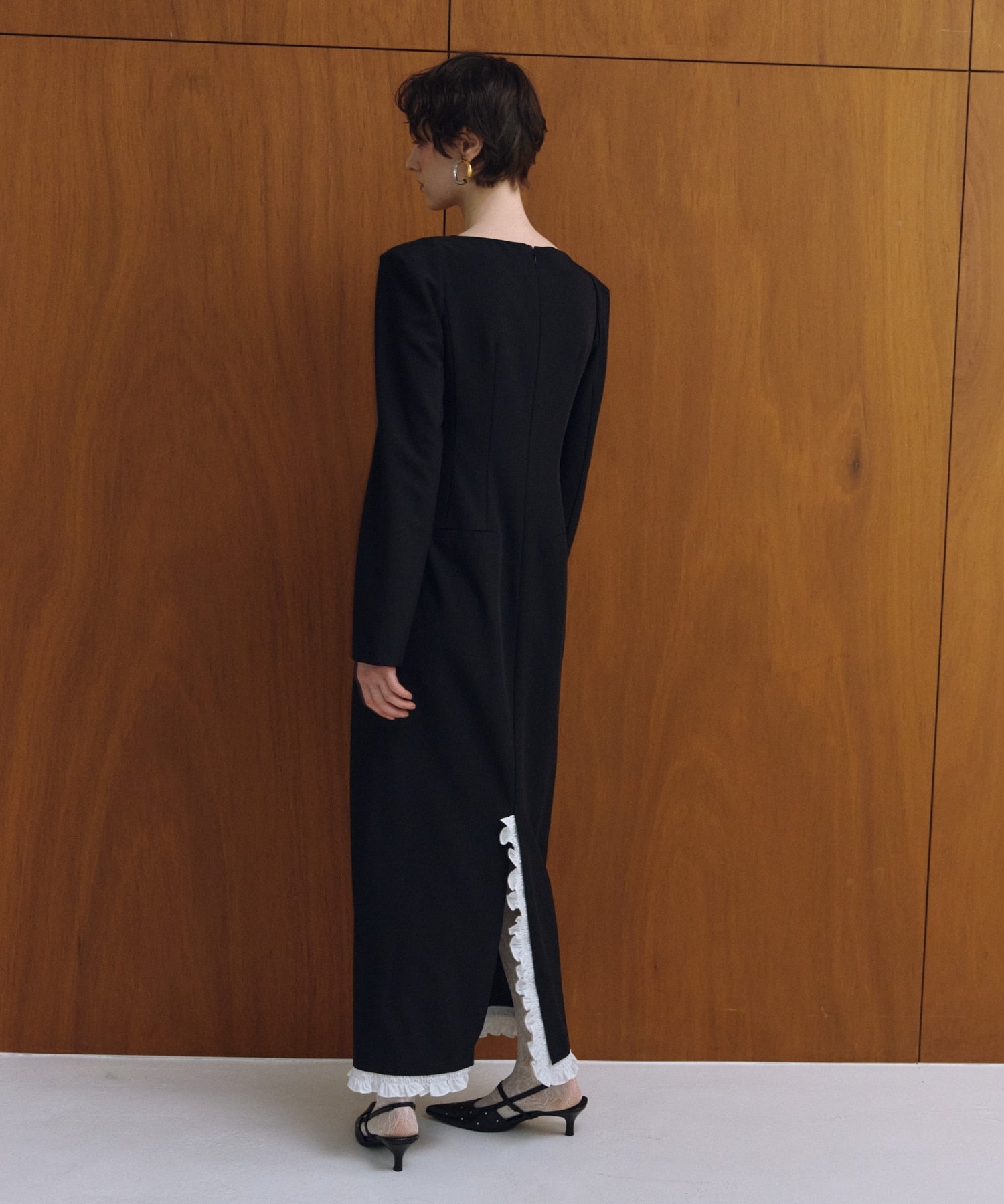 frills trim long dress | ANDRESD