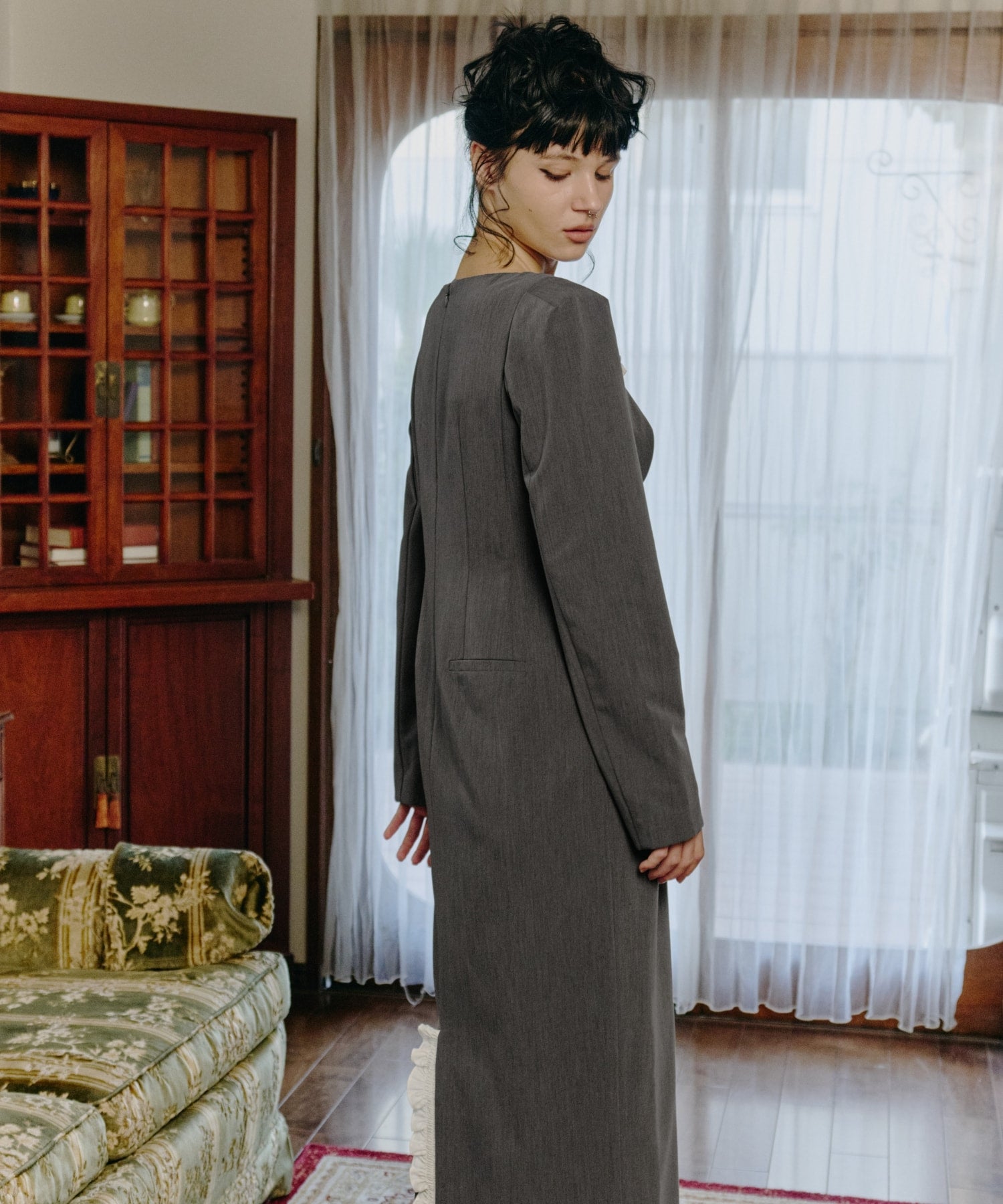 frills trim long dress | ANDRESD