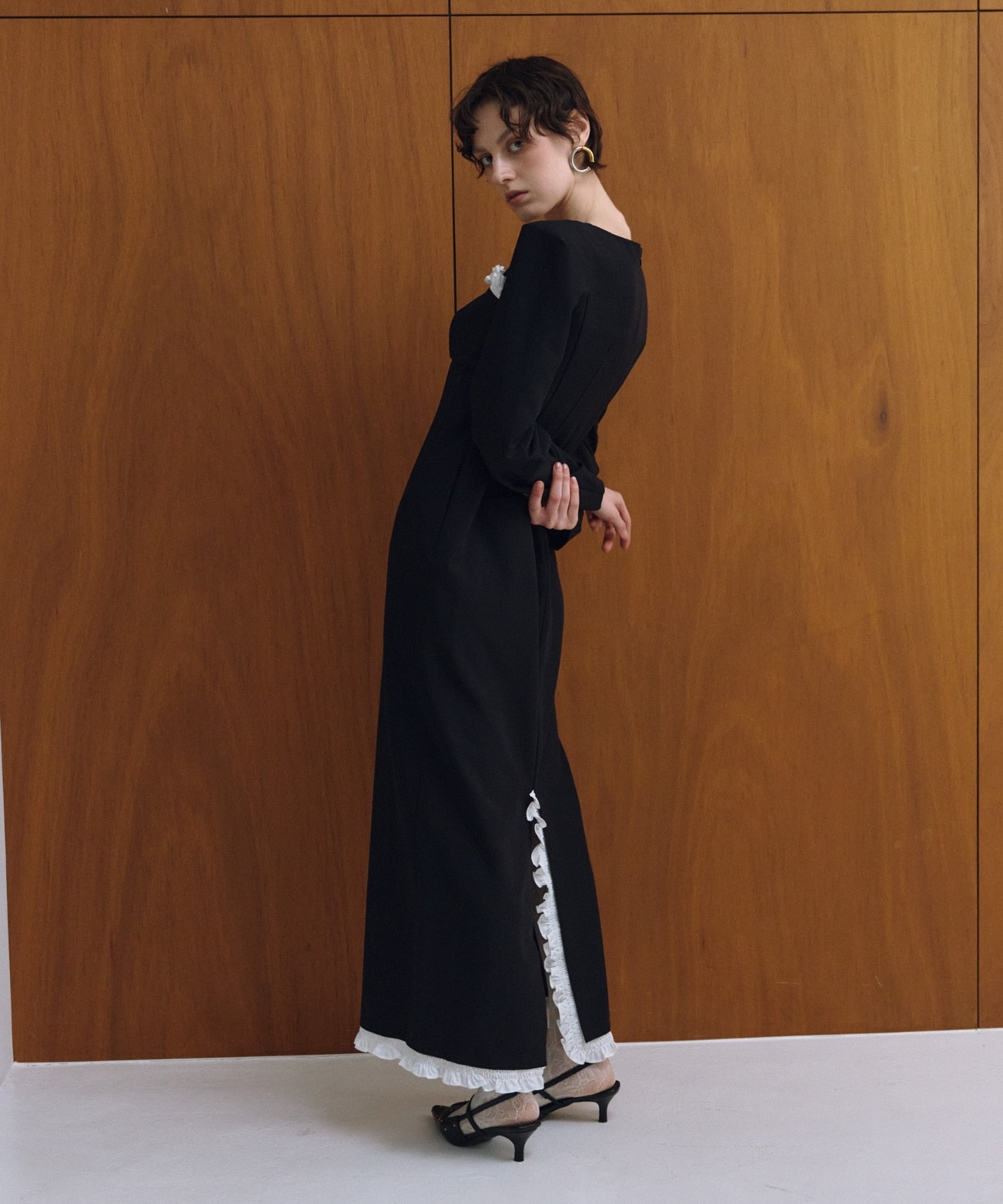 frills trim long dress | ANDRESD