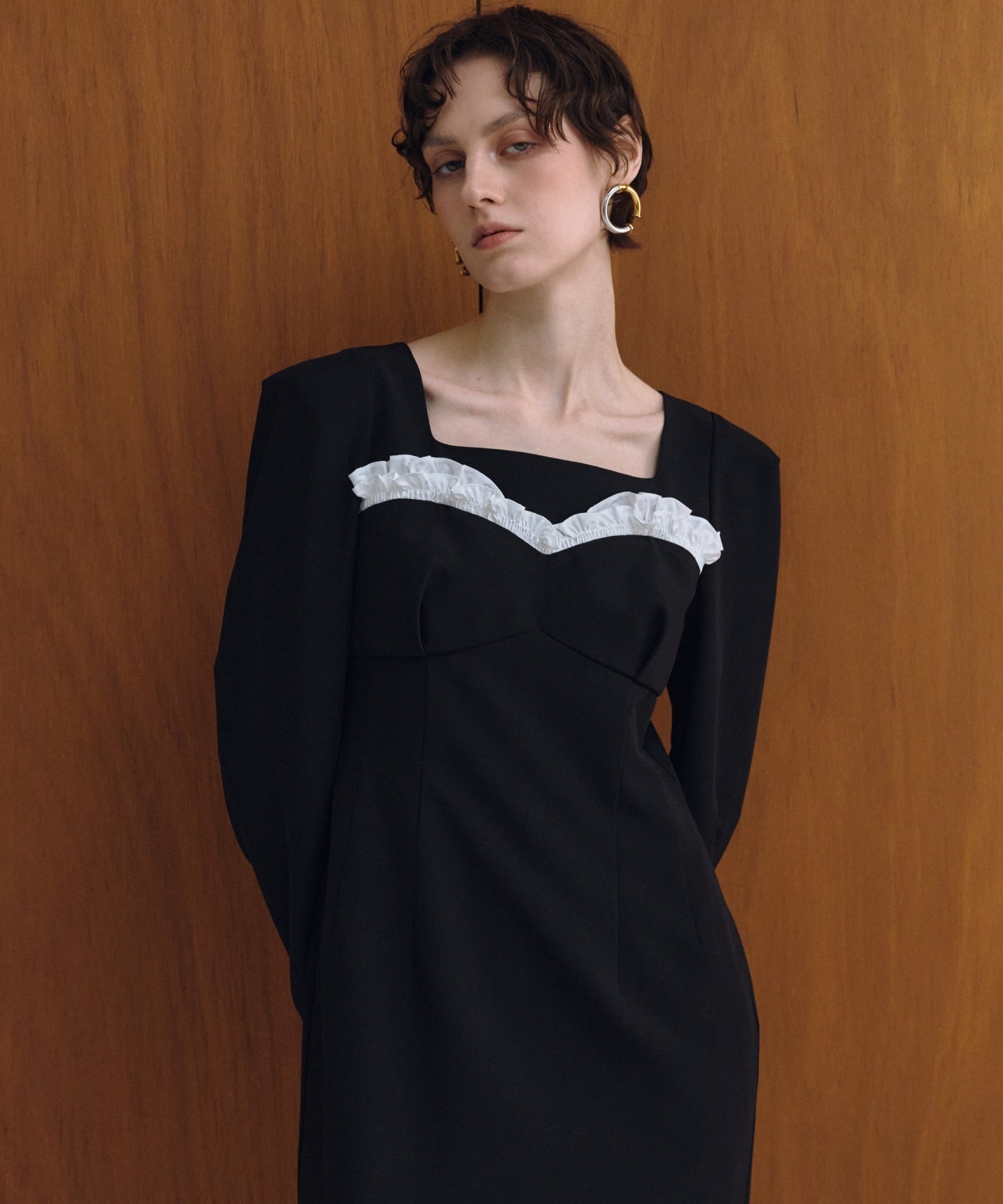 frills trim long dress | ANDRESD