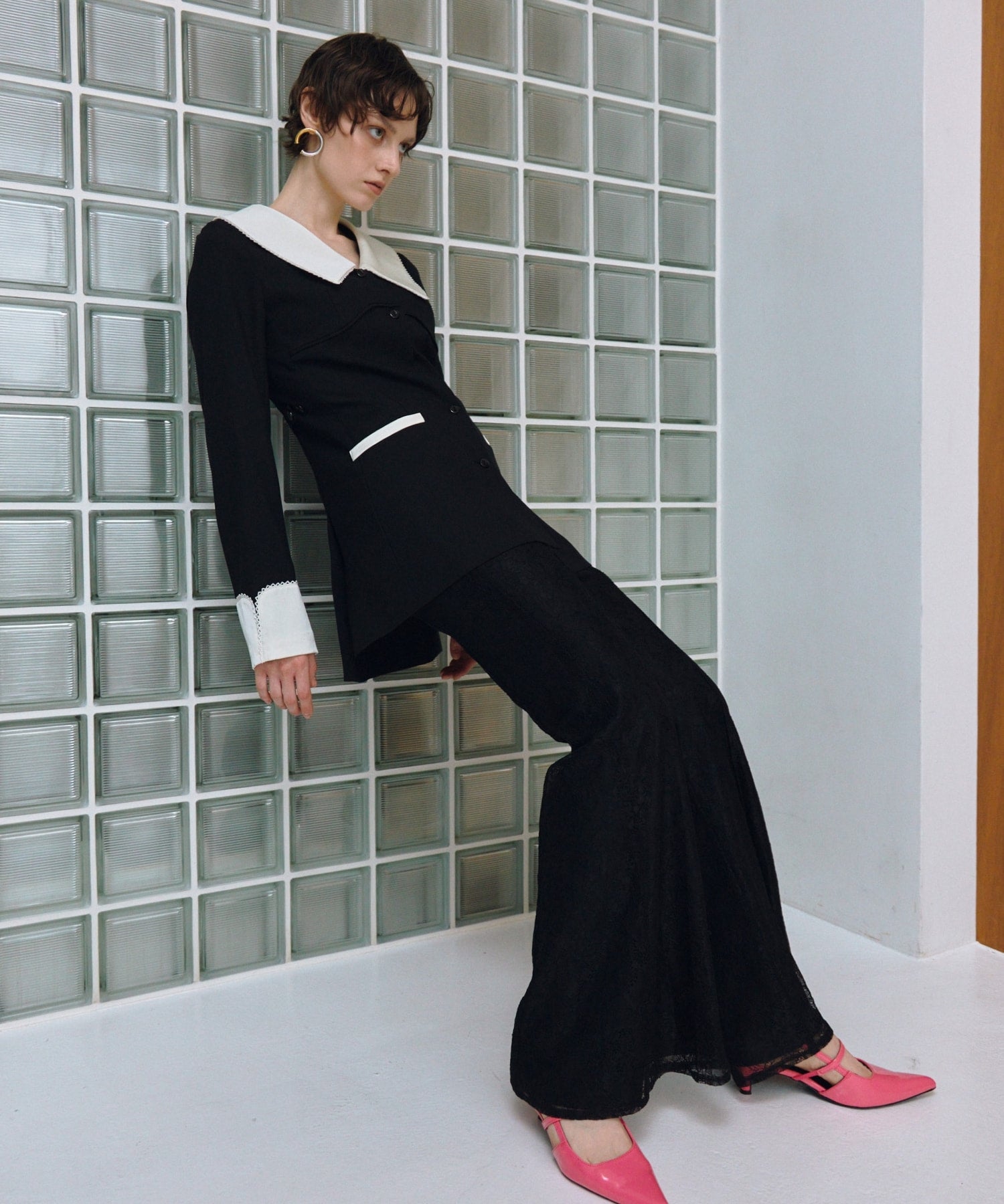 contrast collar set up dress | ANDRESD