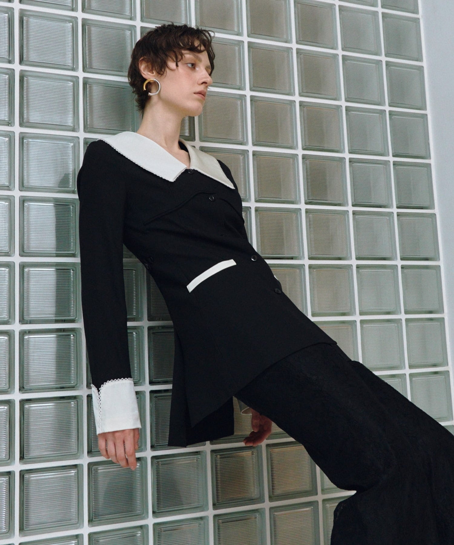 contrast collar set up dress | ANDRESD