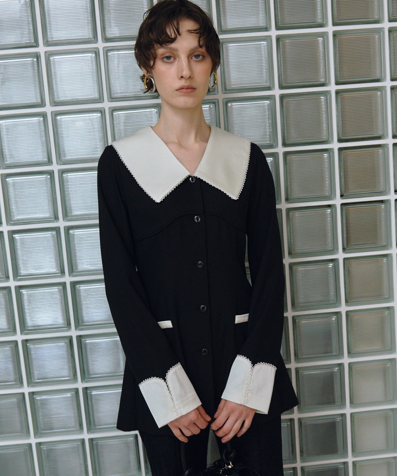 contrast collar set up dress | ANDRESD