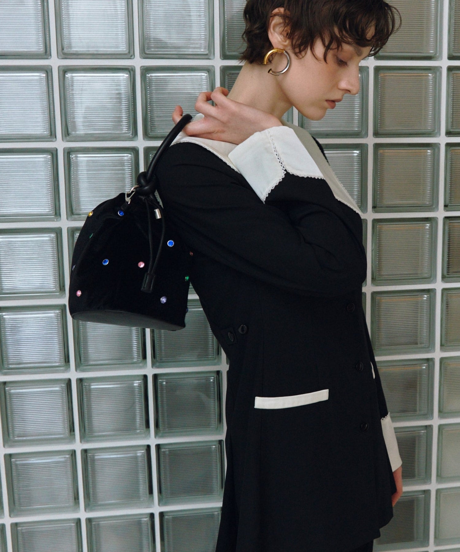 contrast collar set up dress | ANDRESD