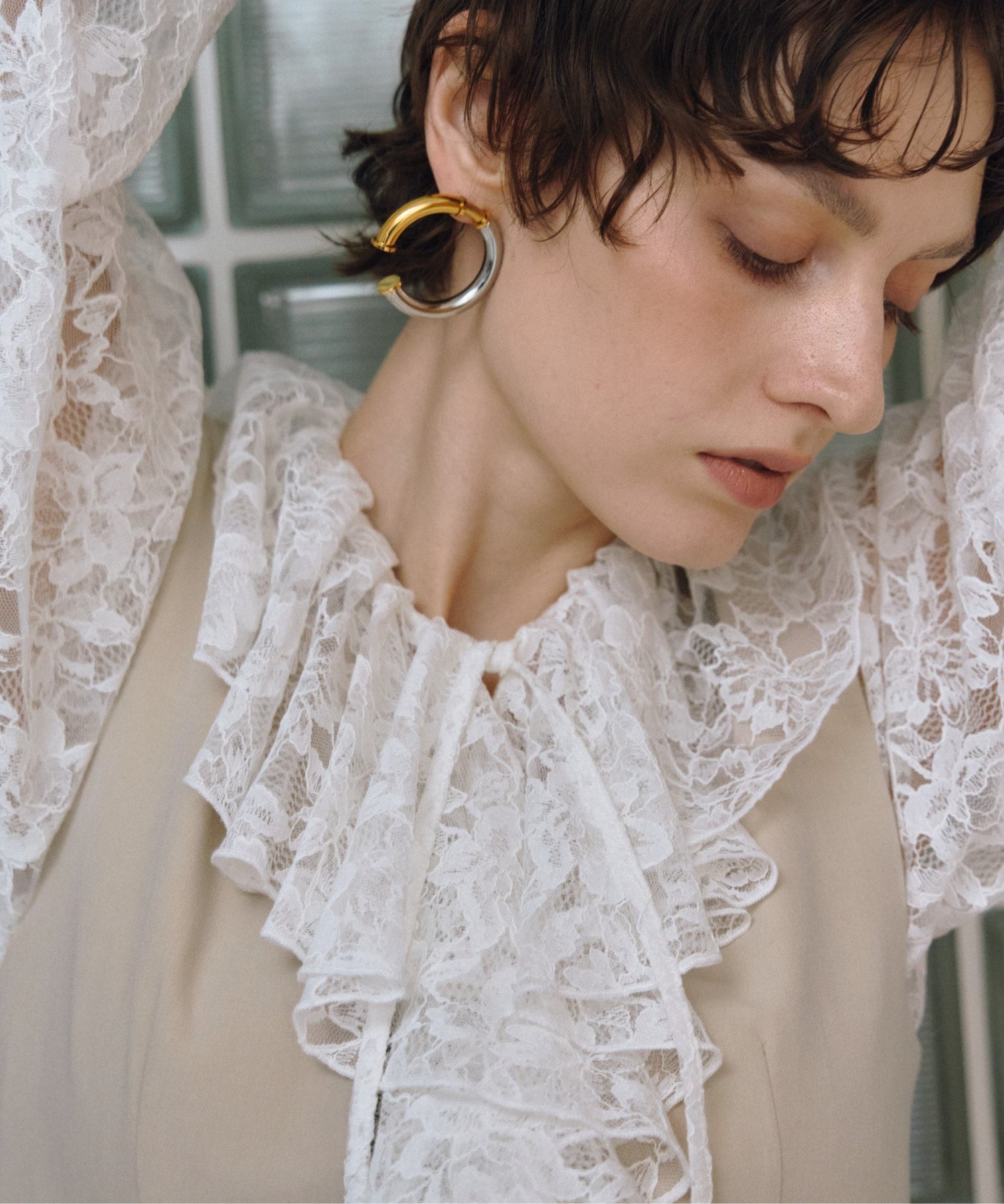 lace ruffle all-in-one dress | ANDRESD