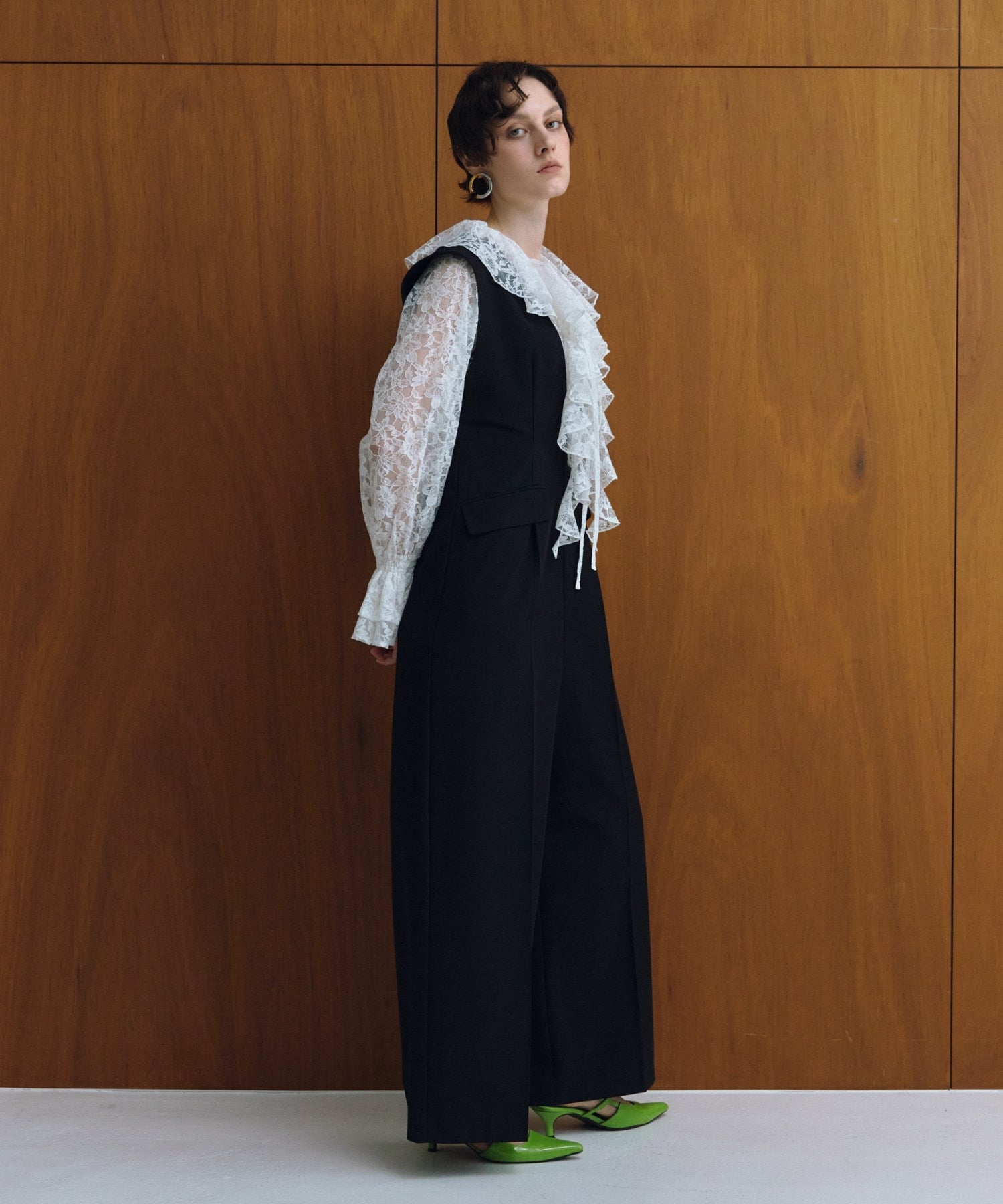 lace ruffle all-in-one dress | ANDRESD