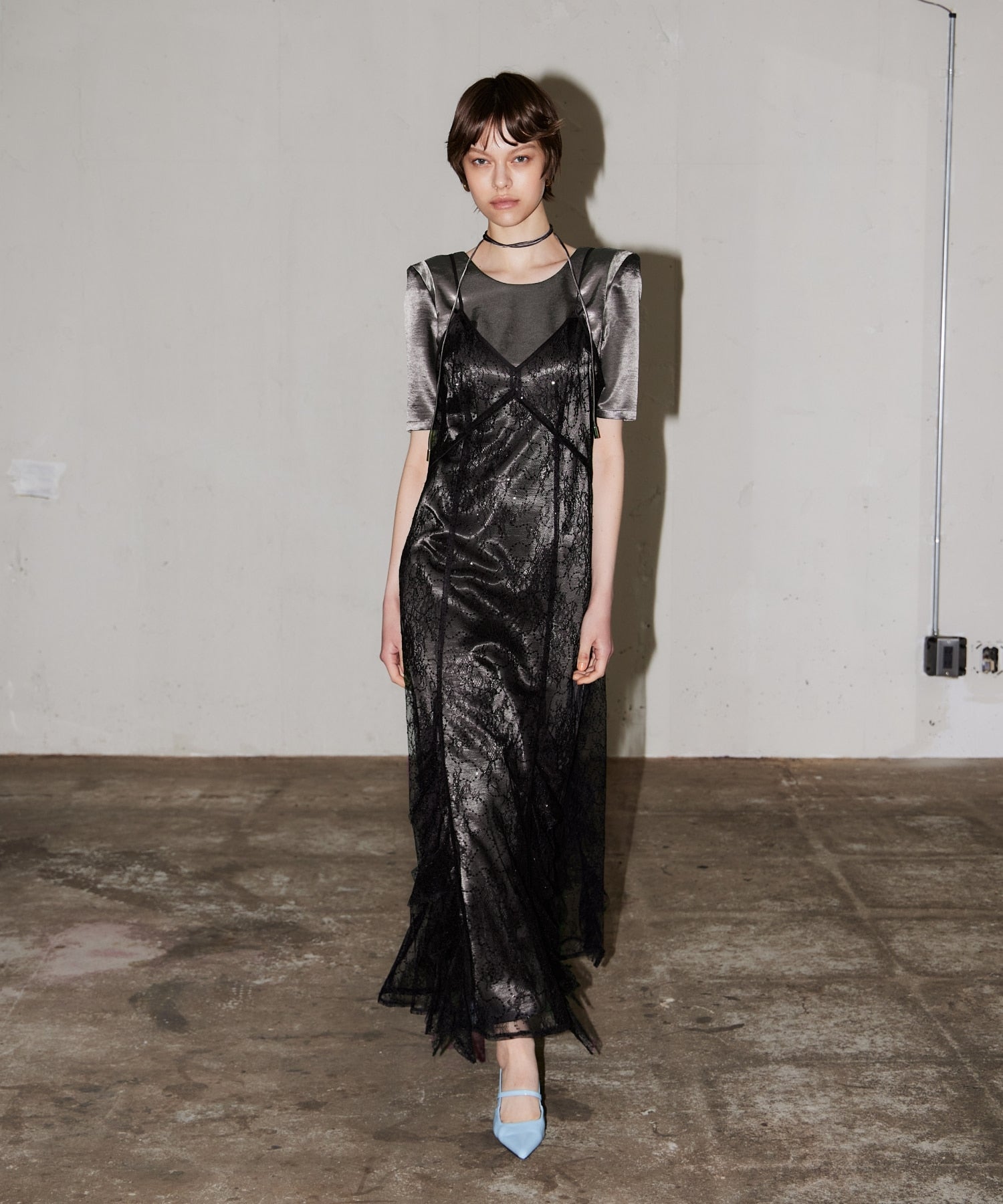 sparkle lace satin dress | ANDRESD