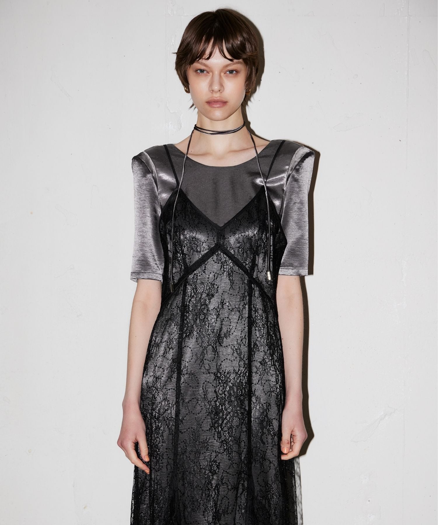 sparkle lace satin dress | ANDRESD