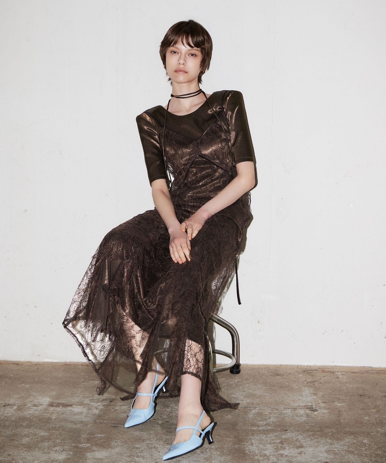 sparkle lace satin dress | ANDRESD