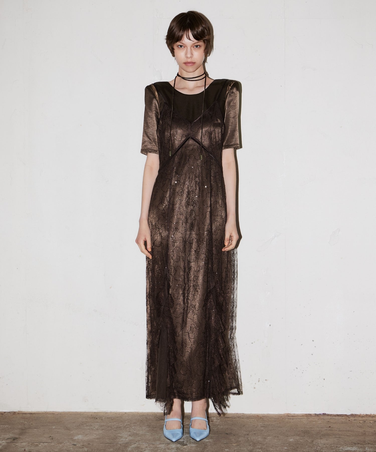 sparkle lace satin dress | ANDRESD