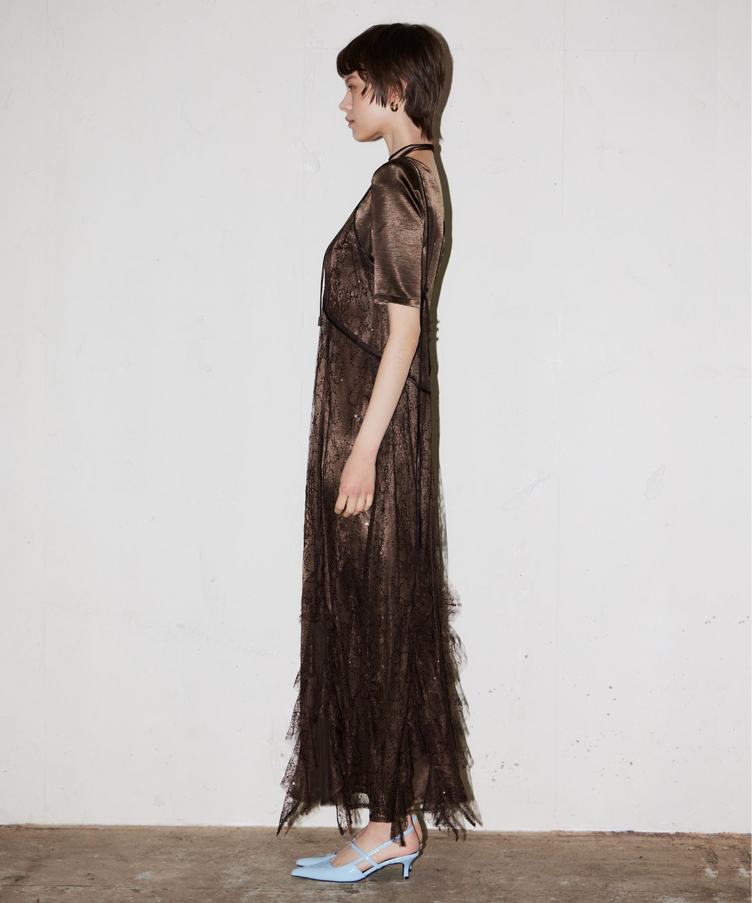 sparkle lace satin dress | ANDRESD