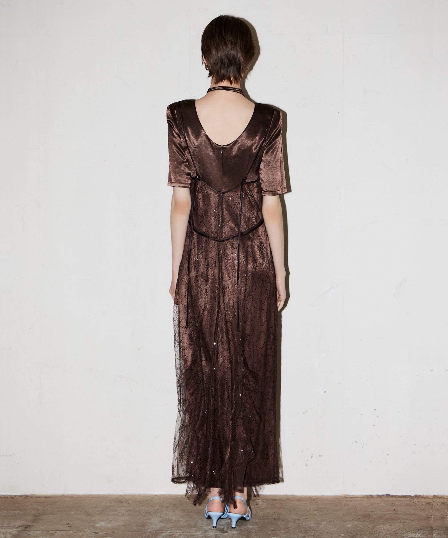 sparkle lace satin dress | ANDRESD