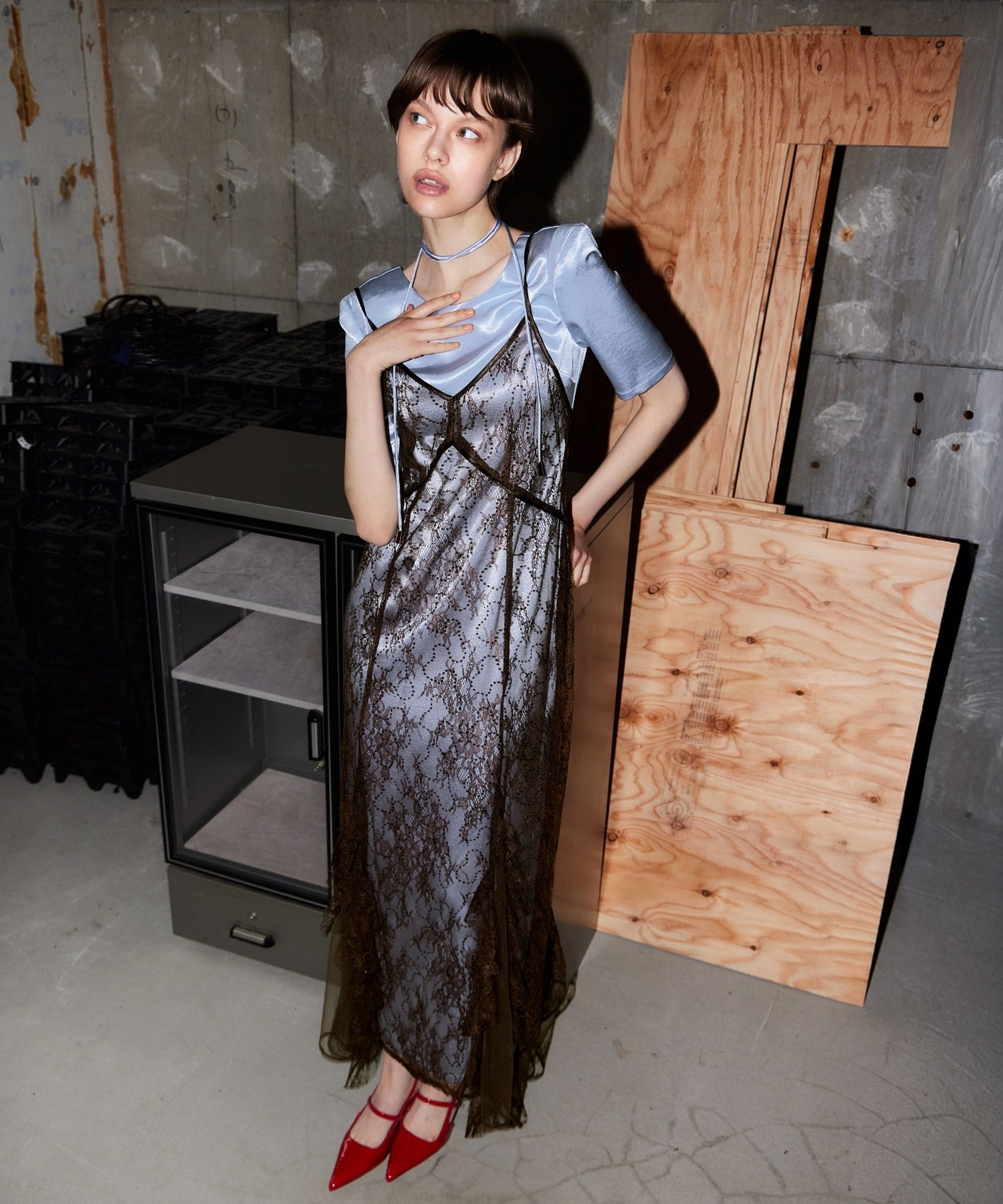 sparkle lace satin dress | ANDRESD
