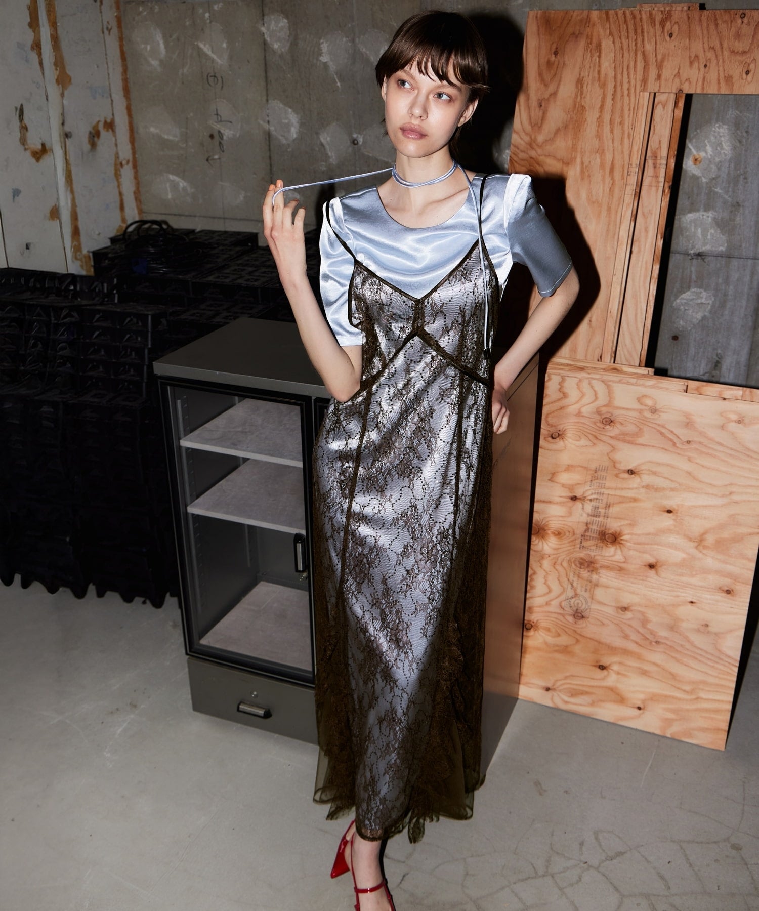 sparkle lace satin dress | ANDRESD