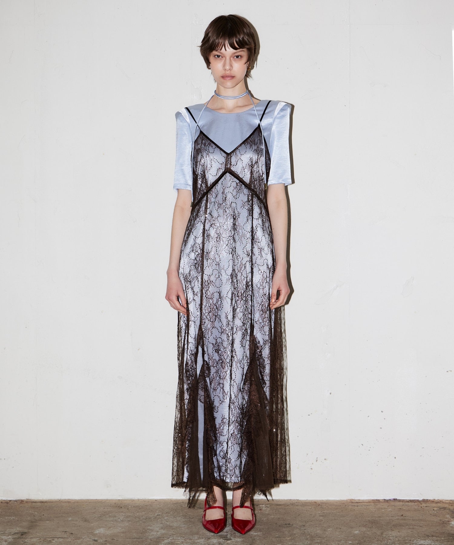 sparkle lace satin dress | ANDRESD