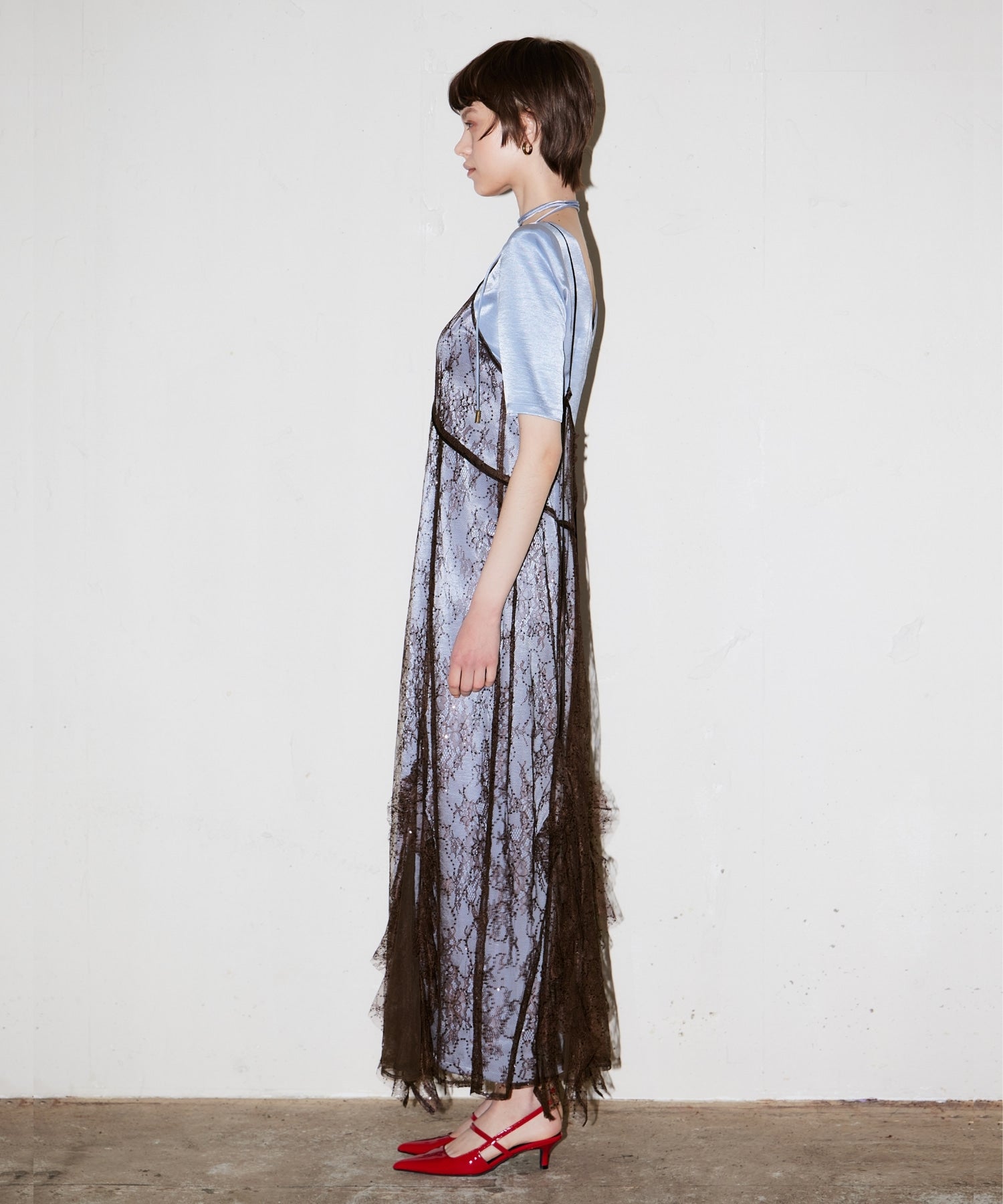 sparkle lace satin dress | ANDRESD