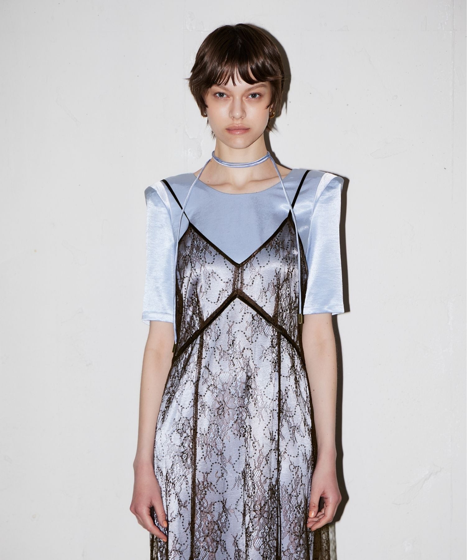 sparkle lace satin dress | ANDRESD