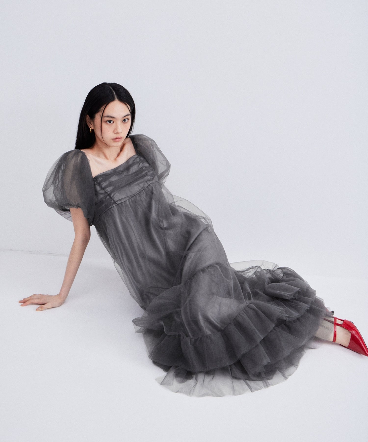 Volume Tulle Puff Sleeve Dress | ANDRESD