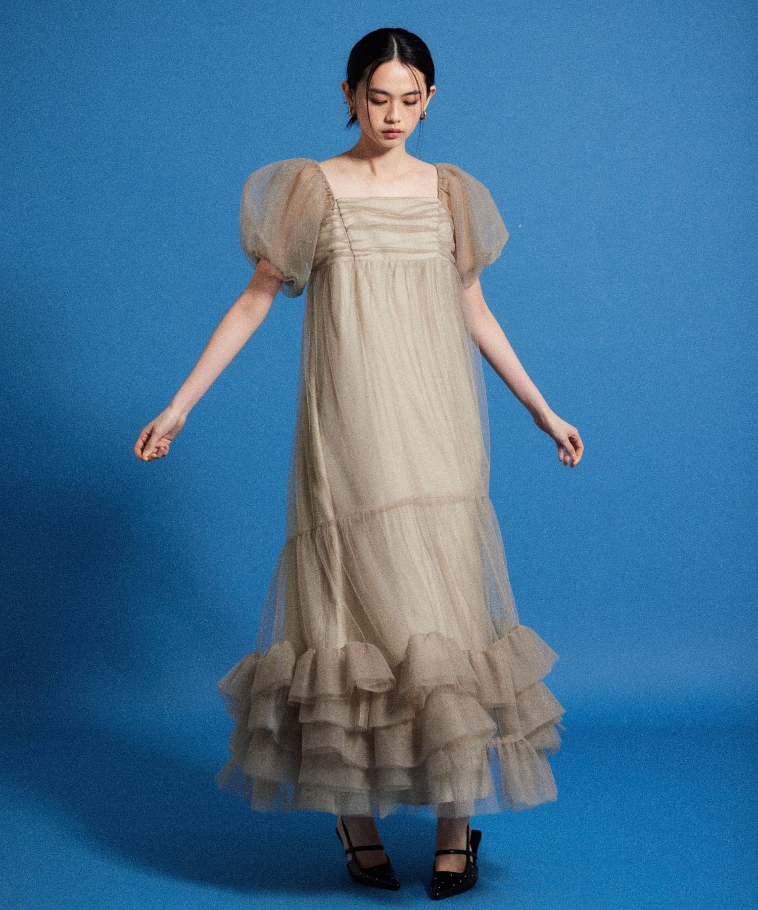 Volume Tulle Puff Sleeve Dress | ANDRESD