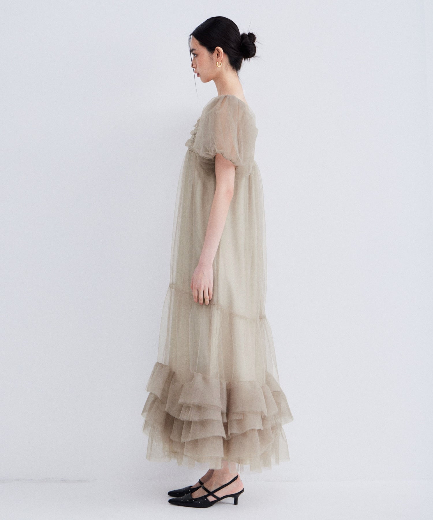 Volume Tulle Puff Sleeve Dress | ANDRESD