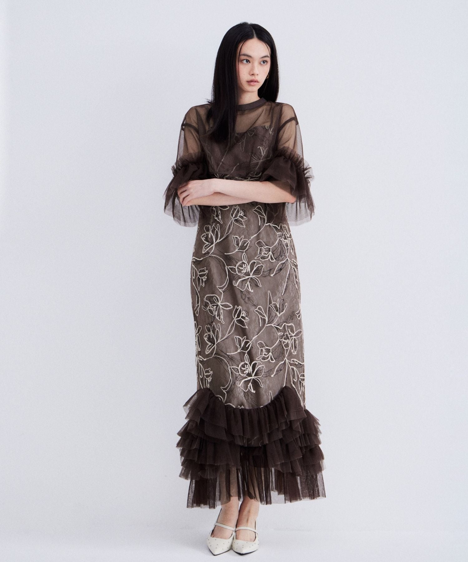 Embroidery frill Set Dress | ANDRESD