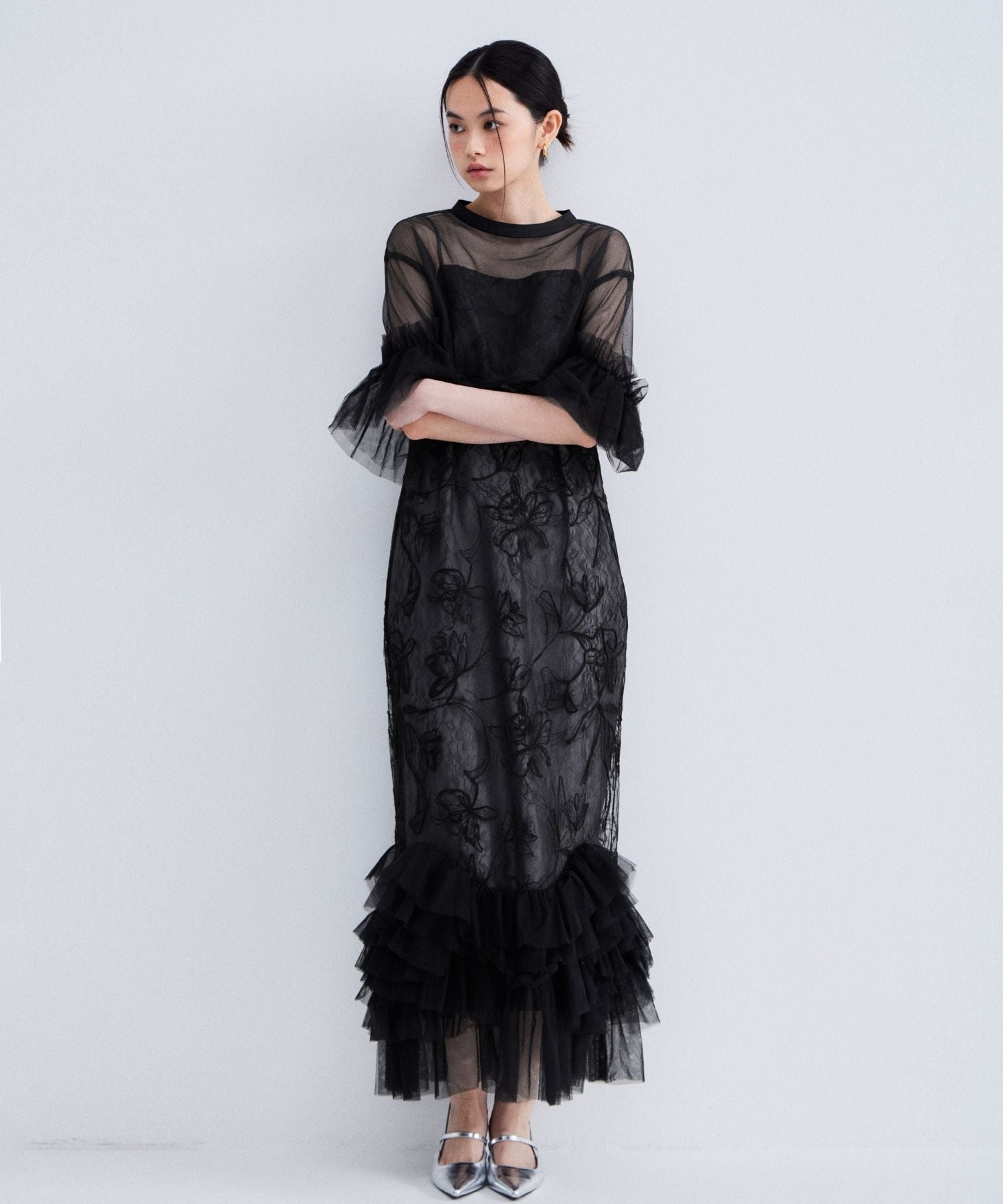Embroidery frill Set Dress | ANDRESD