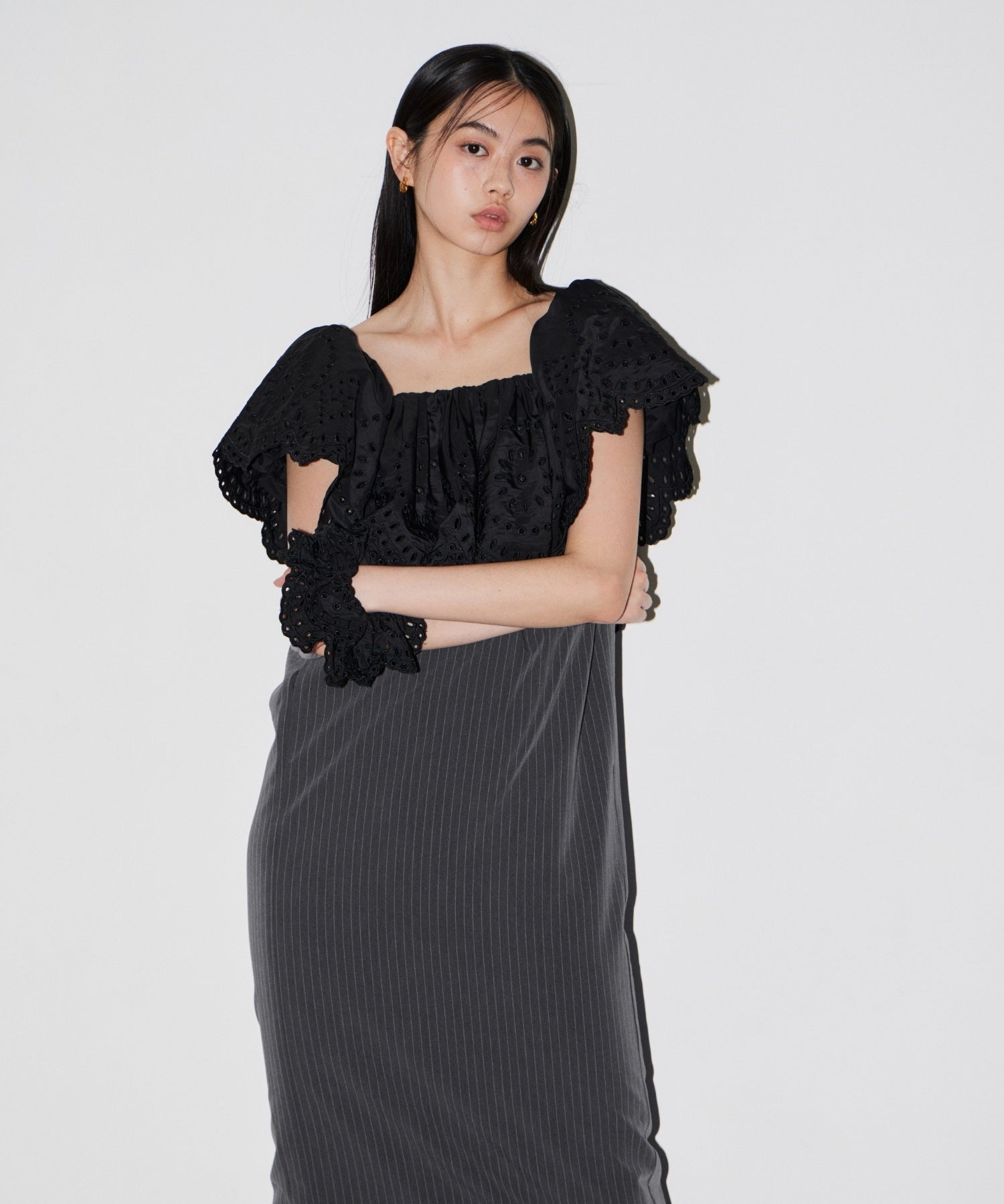 ANDRÉSD ブラックフリルドレス フリーサイズ Cutwork Frill Dress | ANDRESD